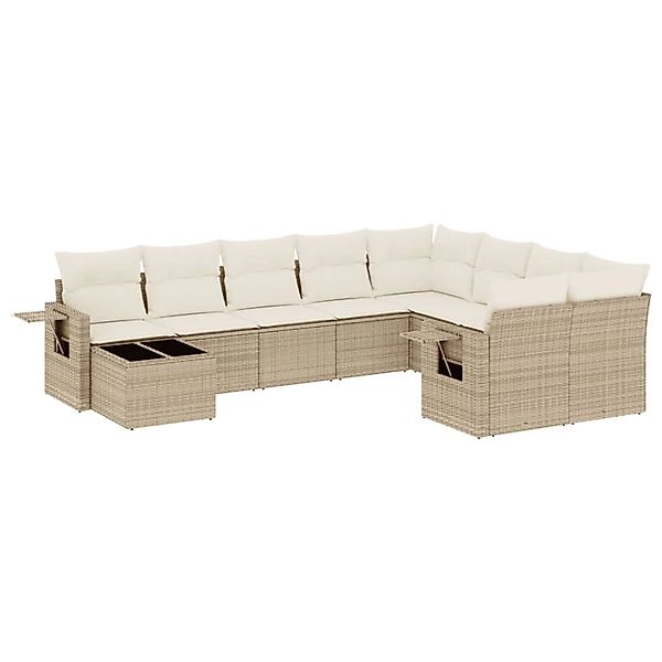 vidaXL 10-Tlg Garten-Sofagarnitur mit Kissen Beige Poly Rattan 3220657 günstig online kaufen