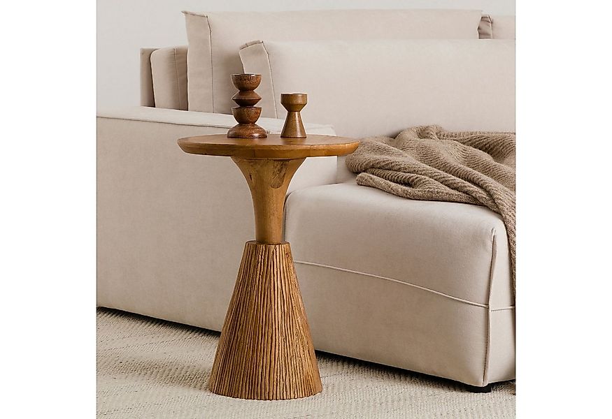IDIMEX Beistelltisch BHIMA, Couchtisch rund 40 cm aus Mangoholz, skulptural günstig online kaufen