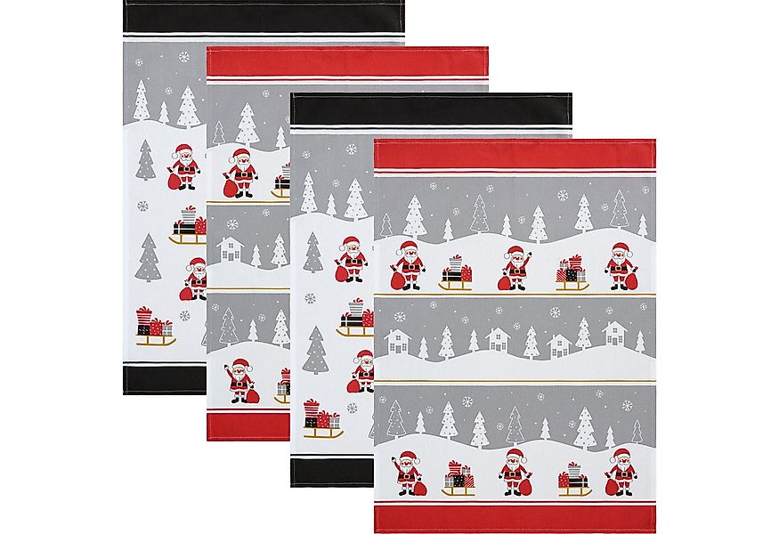 Erwin Müller Geschirrtuch Geschirrtuch "Weihnachtsmann" 4er-Pack, Baumwolle günstig online kaufen