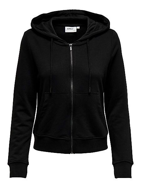ONLY Einfarbiges Reißverschluss- Sweatshirt Damen Schwarz günstig online kaufen
