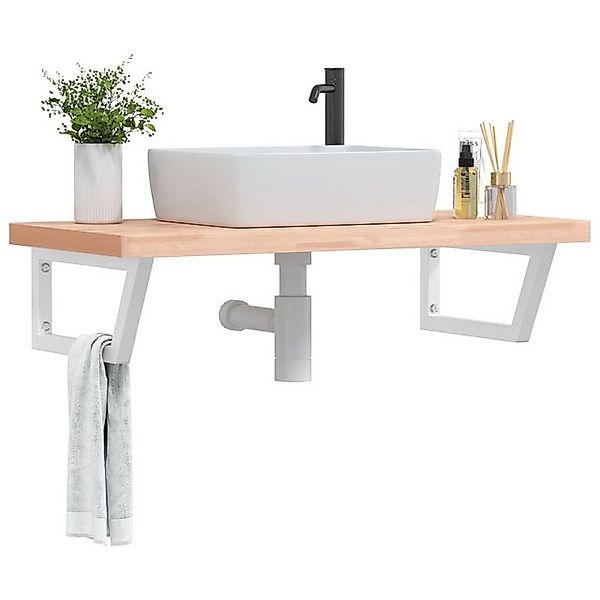 vidaXL Waschbeckenschrank Waschbeckenregal Wandmontage Stahl und Massivholz günstig online kaufen