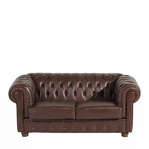 Echtleder Sofa Braun im Chesterfield Look zwei Sitzplätzen günstig online kaufen