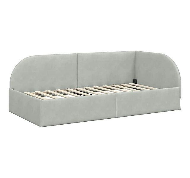 vidaXL Bett Eckbettgestell mit Kopfteil Hellgrau 80 cm x 200 cm Samt (1-tlg günstig online kaufen