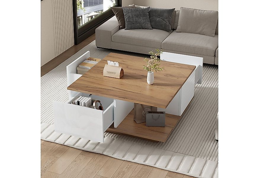 STILVORA Couchtisch mit offenem Stauraum,Beistelltisch Kaffeetisch mit 3 Sc günstig online kaufen