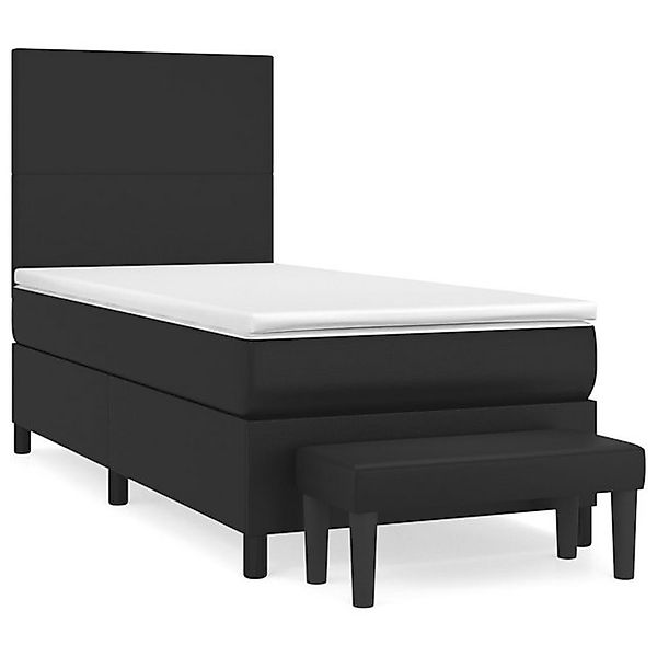 vidaXL Boxspringbett, Boxbett mit Matratze Schwarz 90x190 cm Kunstleder günstig online kaufen