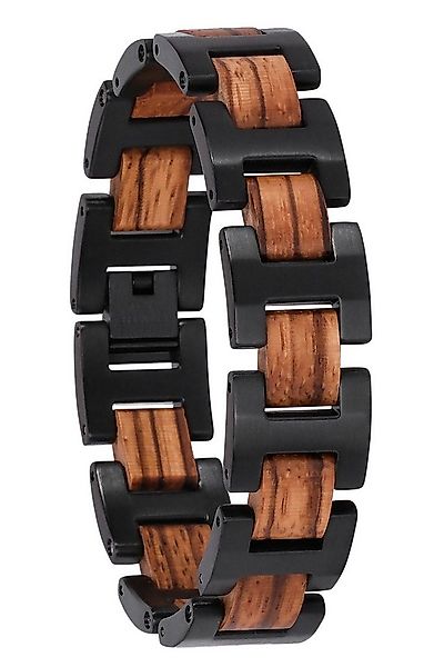 Holzkern Gliederarmband HerrenEdelstahl mit Holz Acoustic Zebrano/Schwarz günstig online kaufen