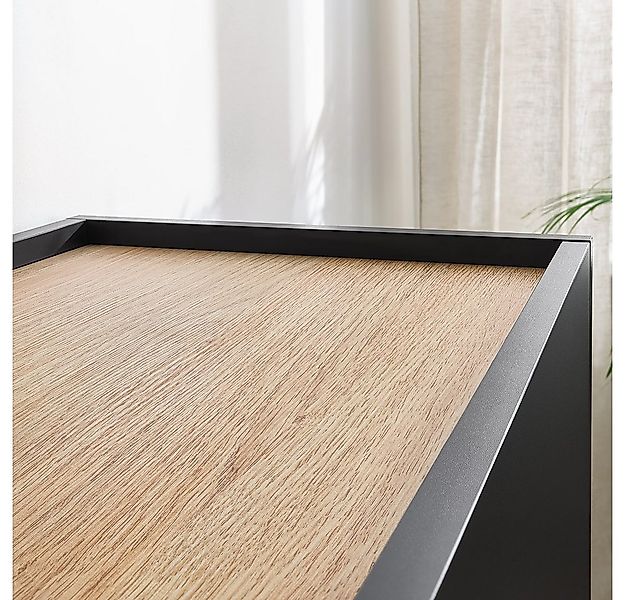 Lomadox Lowboard DELFT-141, in schwarz und Eiche, 120 cm breit, grifflos günstig online kaufen