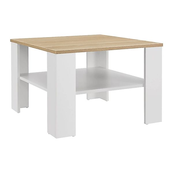 Juskys Couchtisch 60 x 60 x 40 cm mit Ablage Weiß Holzoptik günstig online kaufen