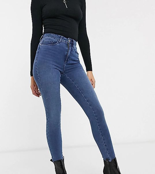 Only Petite – Royal – Skinny-Jeans mit hohem Bund in Mittelblau günstig online kaufen