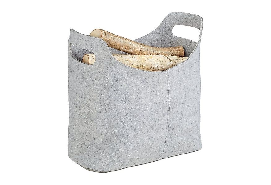 relaxdays Holztragetasche Kaminholztasche aus Filz, grau günstig online kaufen