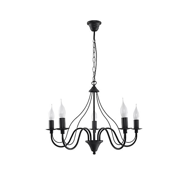 Licht-Erlebnisse Kronleuchter Schwarz 5-Armig E14 Rustikal 60 cm Breit günstig online kaufen