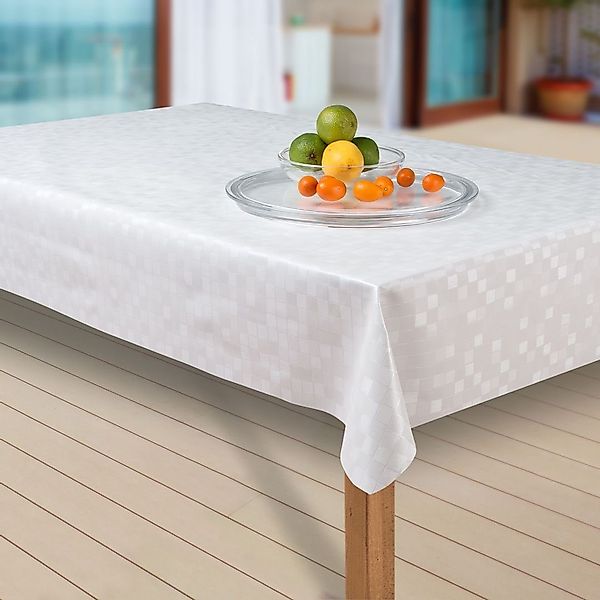 laro Tischdecke Wachstuch-Tischdecken Damask glanz weiss günstig online kaufen