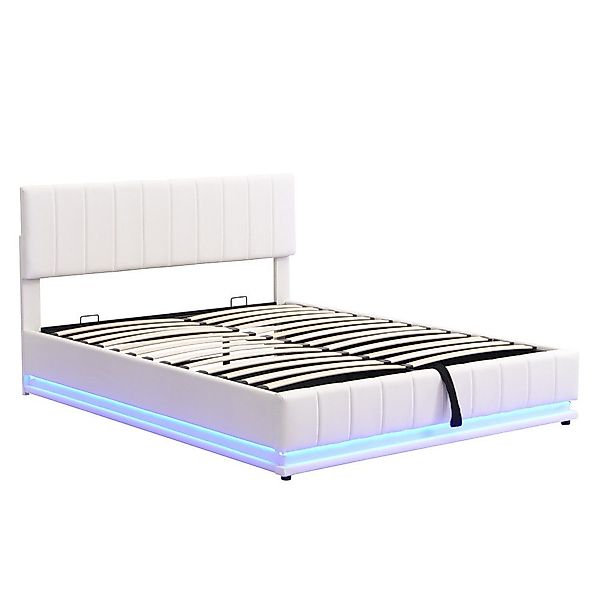 Rutaqian Boxspringbett Stauraumbett mit LED Polsterbett günstig online kaufen