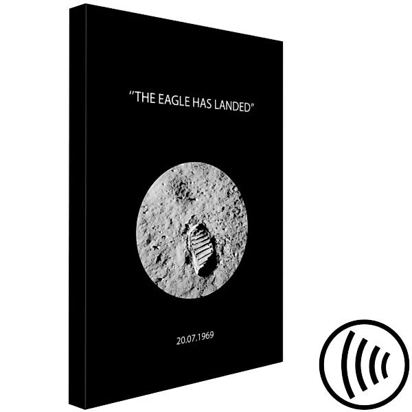 Bild auf Leinwand Schuhabdruck auf dem Mond - Mond mit einer Inschrift auf günstig online kaufen