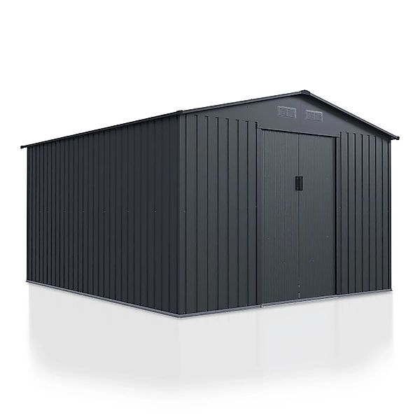 Juskys Metall Geräteschuppen Gerätehaus XXL mit Pultdach in Dunkelgrau günstig online kaufen