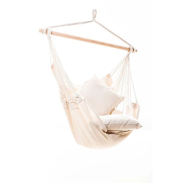 Jet-Line Hängesitz Relax IV in Beige mit Holzaufhängung und Zwei Kissen günstig online kaufen