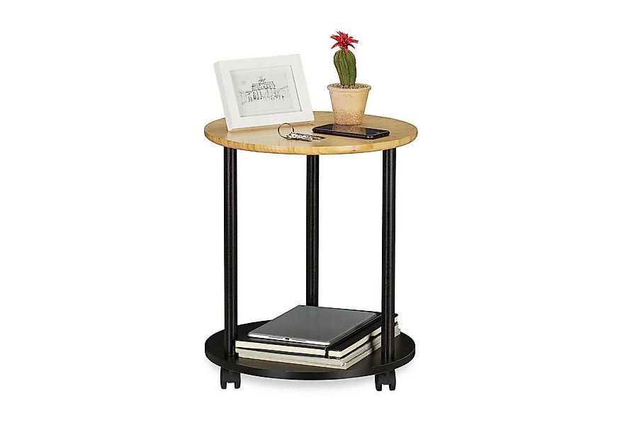 relaxdays Beistelltisch rund mit Rolle, M günstig online kaufen
