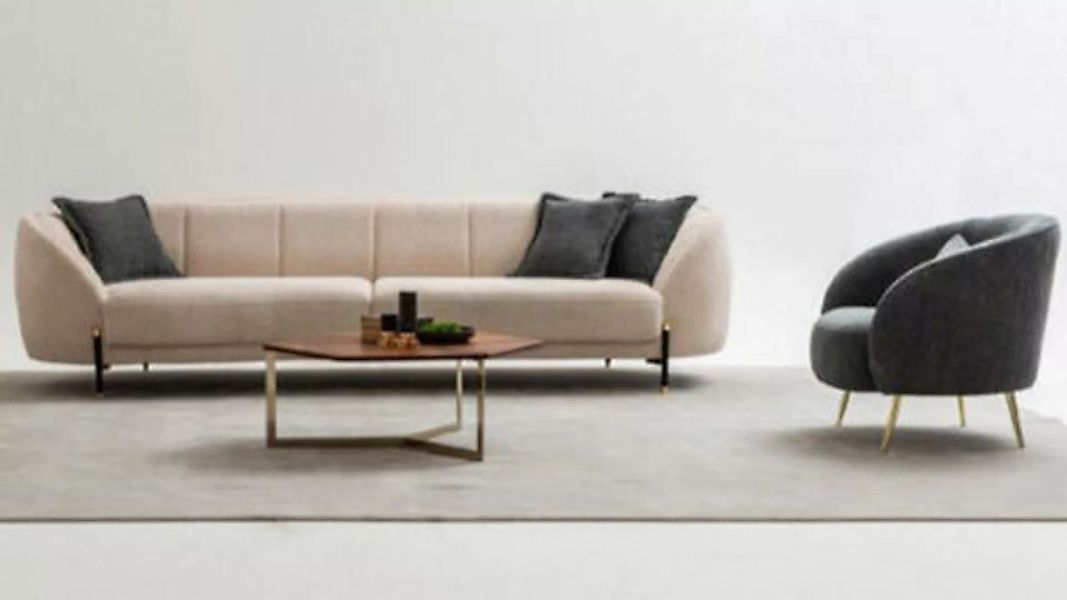 JVmoebel Sofa Modern Sessel Polster Sofa 3 Sitzer Beige Hochwertig Sofas De günstig online kaufen
