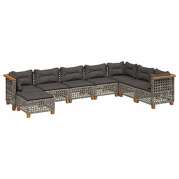 vidaXL 8-tlg Garten-Sofagarnitur mit Kissen Grau Poly Rattan Modell 166 günstig online kaufen