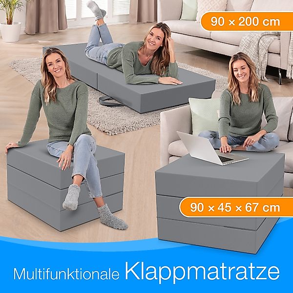 Klappmatratze 3-teilig, Gästematratze mit extra dickem Schaumstoff, ELONEO, günstig online kaufen