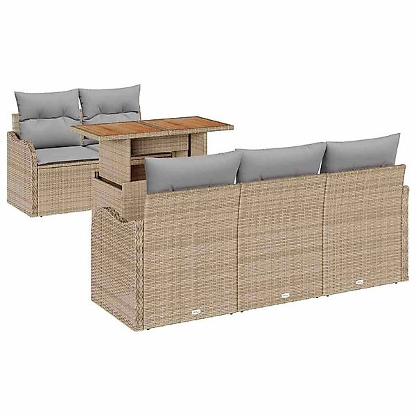 vidaXL 6-Teiliges Garten-Sofa-Set mit Kissen in Beige aus Poly Rattan 33581 günstig online kaufen