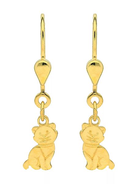 Adelia´s Paar Ohrhänger "585 Gold Ohrringe Ohrhänger Katze", Goldschmuck fü günstig online kaufen