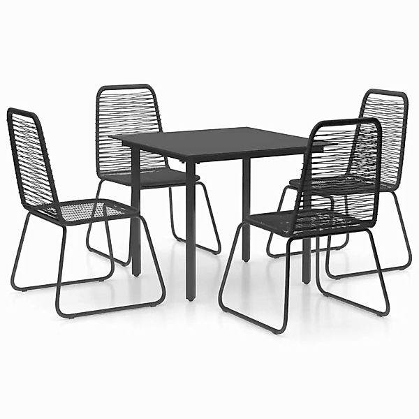 5-tlg. Garten-essgruppe Pvc Rattan Schwarz günstig online kaufen