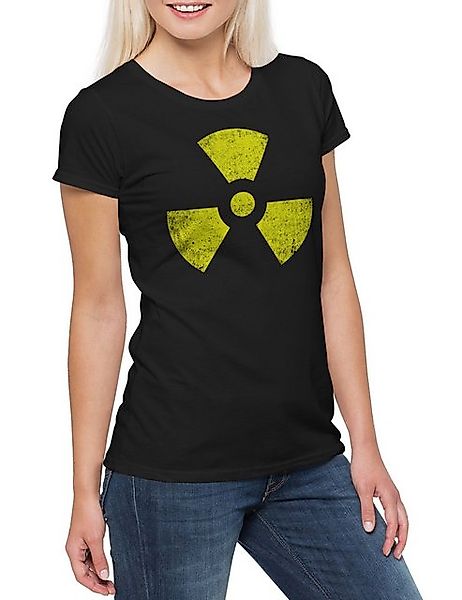 Urban Backwoods Print-Shirt Black Radioactive Vintage Symbol Damen T-Shirt günstig online kaufen