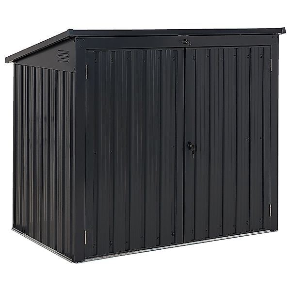 Beliani Gerätehaus mit Holzunterstand MOENA Graphitgrau 96x158x134 günstig online kaufen