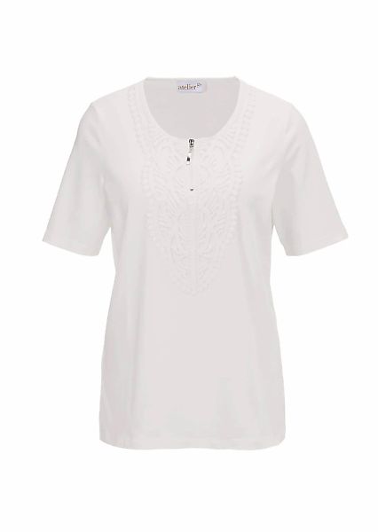 GOLDNER Kurzarmshirt "Rundhalsshirt mit Häkelspitze" günstig online kaufen