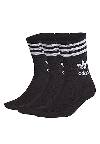 Adidas Originals Mid Crew Socken 3 Paare EU 37-39 Black / White günstig online kaufen