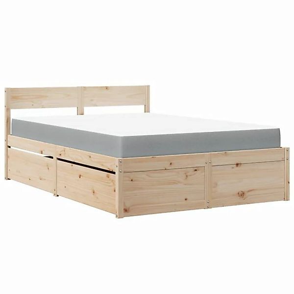 vidaXL Bett Bett mit Schubladen und Matratze 120x190 cm Massivholz Kiefer günstig online kaufen