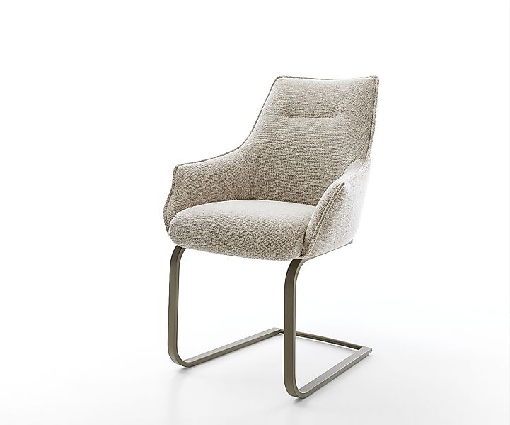 Freischwinger Alja-Flex mit Armlehnen Webstoff Soft Beige Freischwinger fla günstig online kaufen