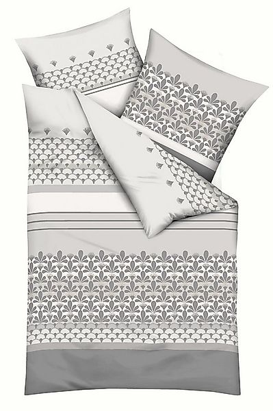 Kaeppel Bettwäsche ANOUK, Weiß, Silbergrau, Baumwolle, Feinbiber, mit Reißv günstig online kaufen