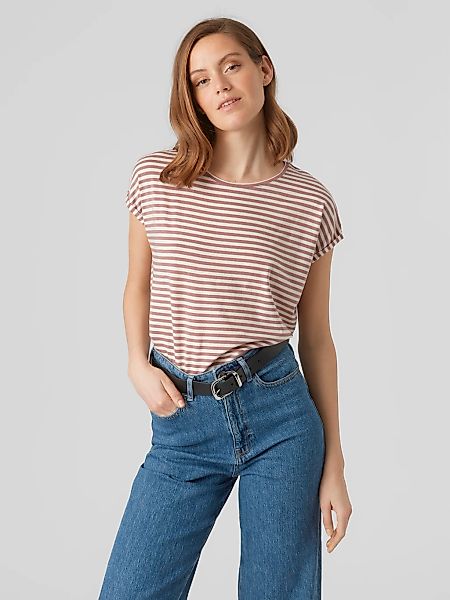 Vero Moda Rundhalsshirt VMAVA PLAIN SS TOP STRIPE GA JRS NOOS Materialmix, günstig online kaufen