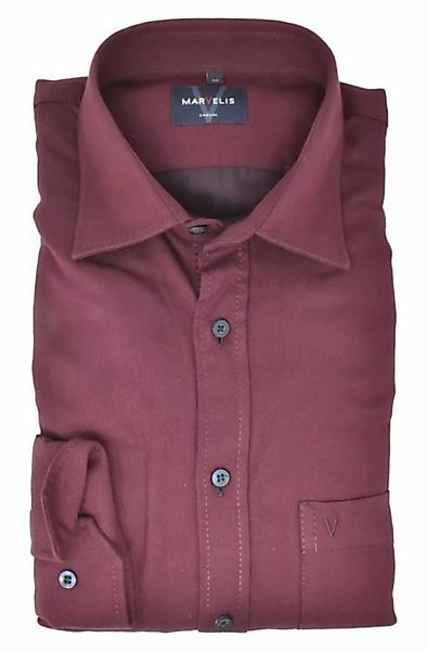 MARVELIS Langarmhemd Freizeithemd - Casual Modern Fit - Langarm - Einfarbig günstig online kaufen