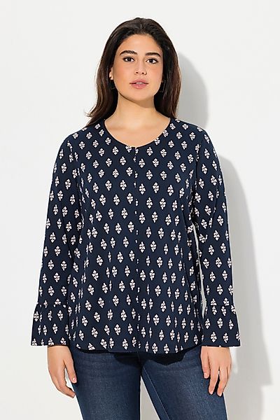 Ulla Popken Longsleeve Shirt A-Linie V-Ausschnitt günstig online kaufen