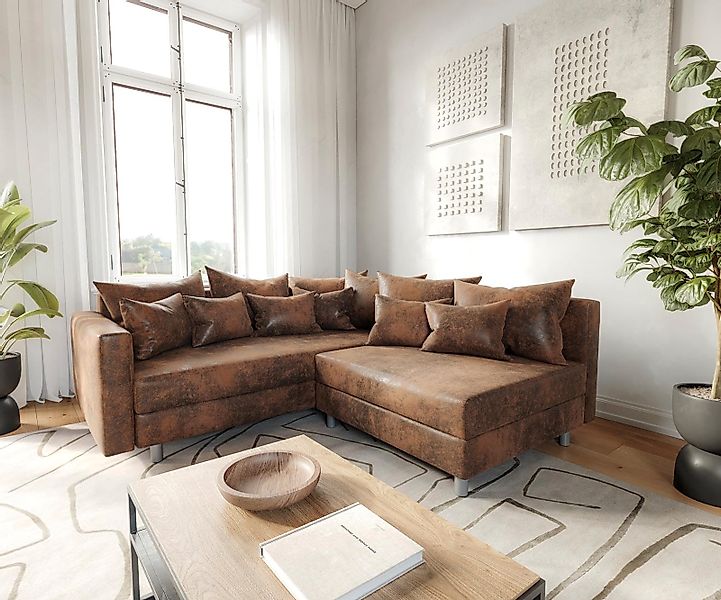 DELIFE Ecksofa Clovis, Braun Antik Optik günstig online kaufen