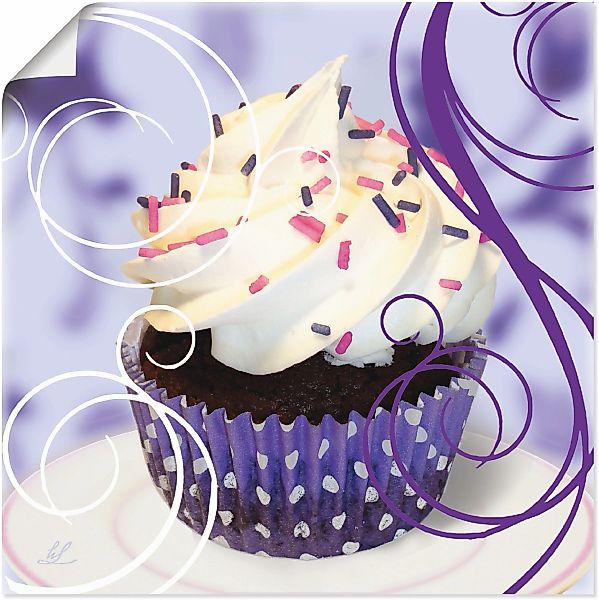 Artland Wandbild »Cupcake auf violett - Kuchen«, Süßspeisen, (1 St.), als P günstig online kaufen