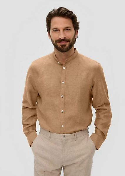 s.Oliver BLACK LABEL Langarmhemd Leinenhemd mit Stehkragen günstig online kaufen