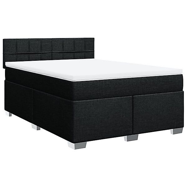 vidaXL Bett Boxspringbett mit Matratze Schwarz 140x190 cm Stoff günstig online kaufen