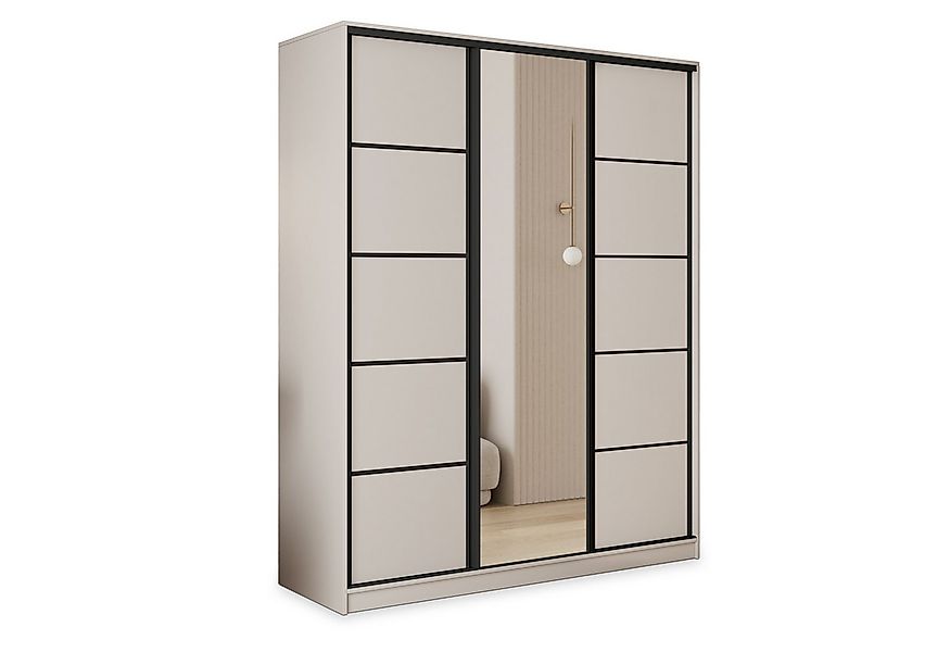 Masseno Schwebetürenschrank PINA Kleiderschrank mit Spiegel und Schubladen günstig online kaufen