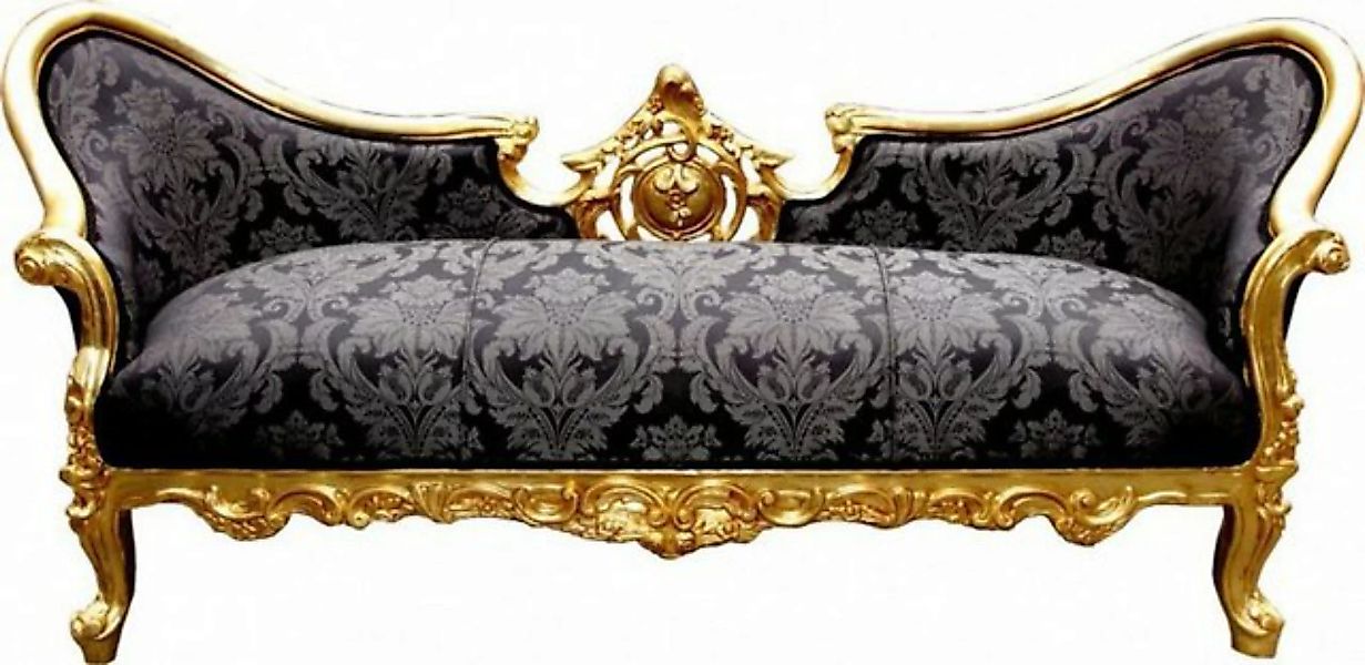 Casa Padrino Sofa Barock Sofa Vampire Schwarz Muster / Gold - Möbel günstig online kaufen