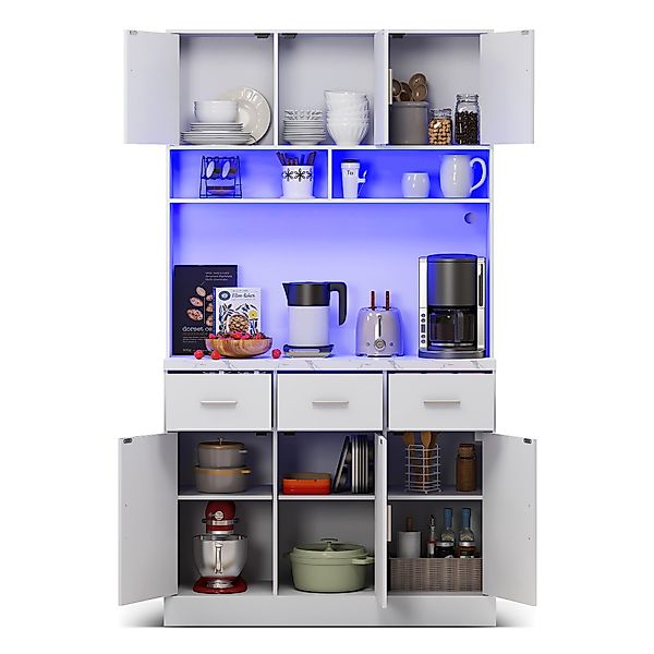 Odikalo Hochschrank Buffet 100x40x180cm verstellbaren Einlegeböden günstig online kaufen