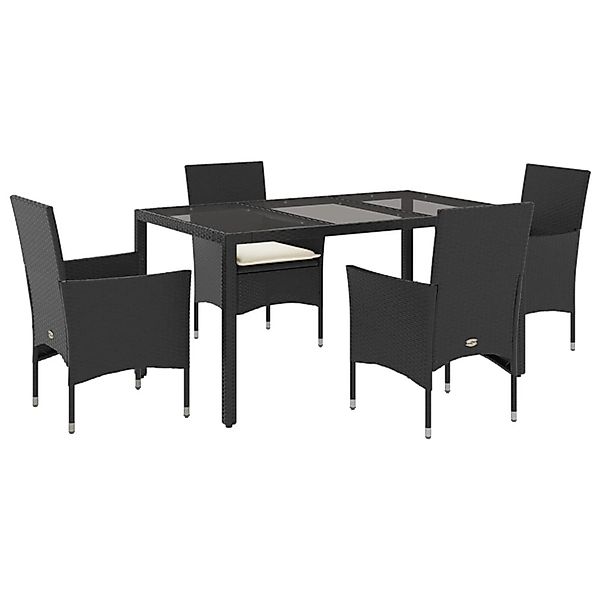 vidaXL 5-Tlg Garten-Essgruppe mit Kissen Schwarz Poly Rattan und Glas 32785 günstig online kaufen