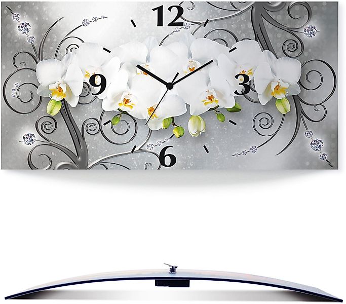 Artland Wanduhr weiße Orchideen auf Ornamenten günstig online kaufen