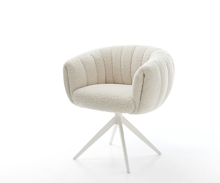 Drehstuhl Jada-Flex Teddystoff Beige Kreuzgestell breit Weiß 360° drehbar W günstig online kaufen