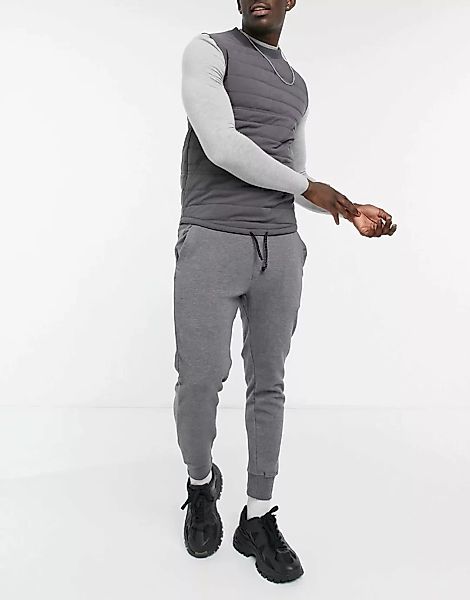 Pull&Bear – Jogginghose in Grau mit weißen Kordelzug günstig online kaufen