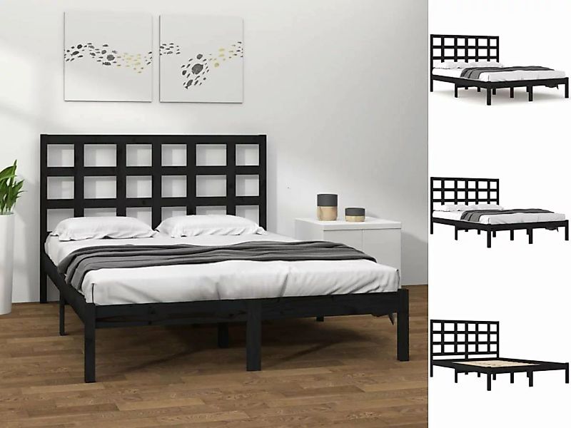 vidaXL Bettgestell Massivholzbett Schwarz 200x200 cm Bett Bettgestell Doppe günstig online kaufen