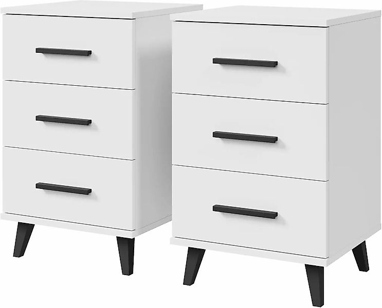 OTTO home Nachtkommode "Lagos, 2 Nachtschränke, 3 Schubladen, schwarze Grif günstig online kaufen